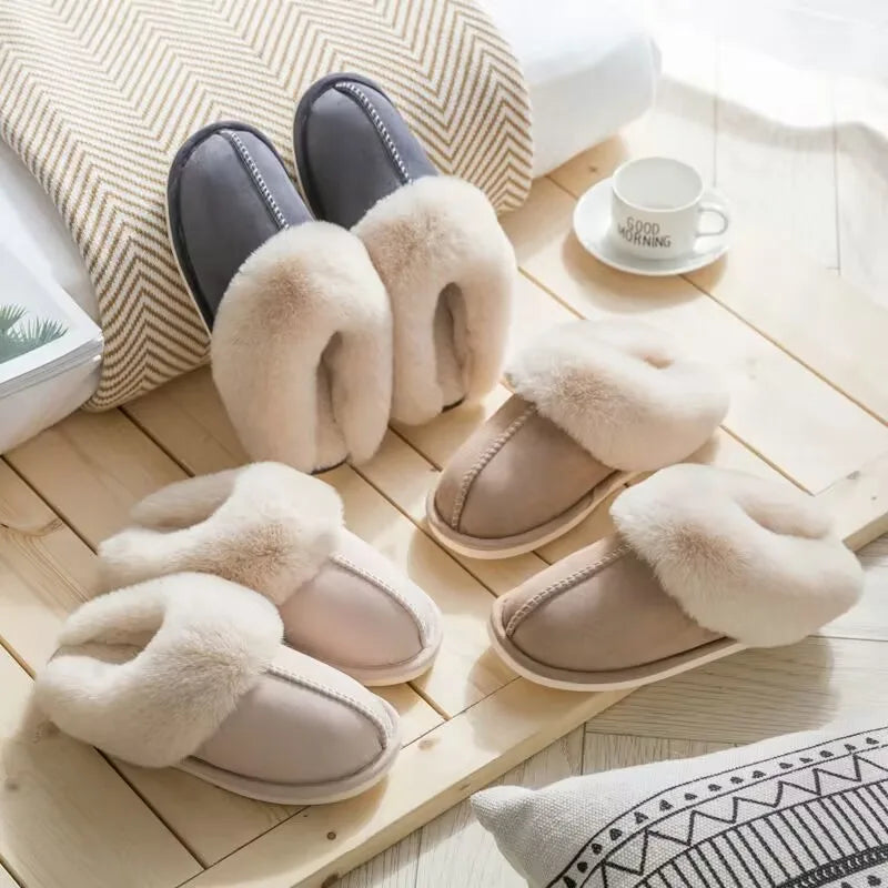 Winter 2023 Warm Soft Women's Fashion And Indoor Plush Slippers Australian U Style High Quality  Cotton Shoes Size 35-45