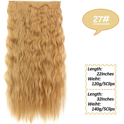 NICESY Synthetic Long Wavy 5 Clips Hair Extensions 22Inch/32Inch Clip On Hair Extensions High Tempreture Fake For Women Chic Le'Meek