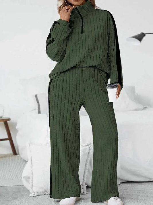 2piece Woman Outfit 3xl 4xl 5xl Female Clothing Spring Ribbed Knit Top and Trouser Plus Size Elegant Sets Wholesale Dropshipping Chic Le'Meek