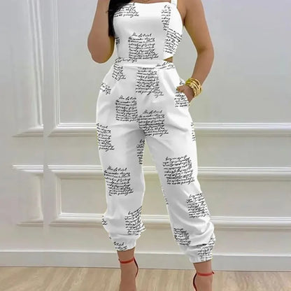 Women's Jumpsuit Elegant Sexy Suspender Printed Jumpsuits Casual Hip Waist Overalls Romper For Women Spring Summer 2023