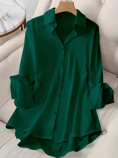 Plus Size Shirts 2025 Summer New Women's Casual Loose Fashion Top Elegant Korean Style Solid Sweet Blouses Single-breasted Lapel Chic Le'Meek