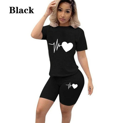 2023 New Trending Ladies Fashion Jogging Suit Casual Sportswear High Quality Summer Tees and Shorts 2 Pcs Set S-3XL