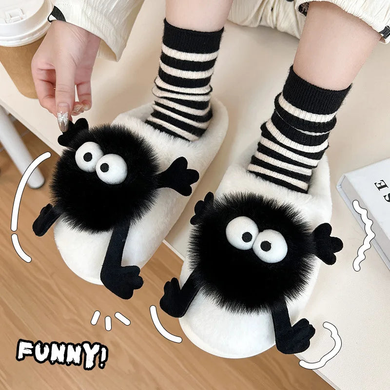 Winter Women Home Indoor Casual Puffy Warm Slippers Female Flip Flops Fluffy Shoes Design Slides Soft Warm Plush Slipper