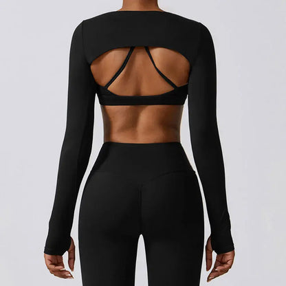 New Sports Camisole Yoga Long Sleeved Shawl Yoga Top Nude Fitness Yop Gym Push Ups Workout Top Running Sports Smock Chic Le'Meek