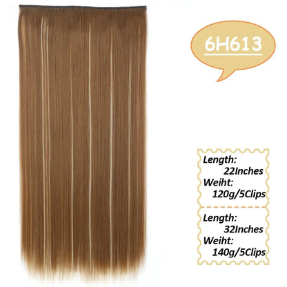 NICESY Synthetic Long Wavy 5 Clips Hair Extensions 22Inch/32Inch Clip On Hair Extensions High Tempreture Fake For Women Chic Le'Meek
