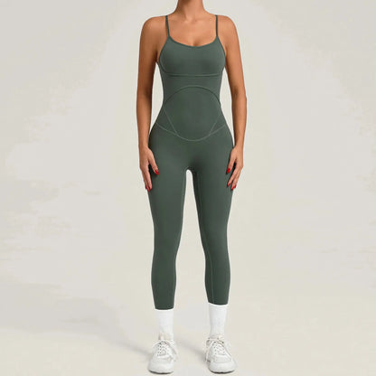 Pad Sports Fitness Jumpsuit Cross Open Back Adjustable Strap Hip Lift Tight Slim Fitness Yoga Set Gym Running Sports Wear XP96 Chic Le'Meek
