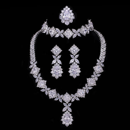 Ingenious  Luxury  4pcs Bridal Zirconia Jewelry Sets For Women Party , Dubai Nigeria  Crystal Wedding Jewelry Sets 2022