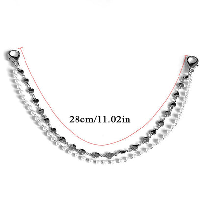 Metal Pearl Chain Gold/Silver Canvas Board Shoes Buckles Decoration Heart Star Shoe Creative Jewelry Shoe Chain Croc Charms New