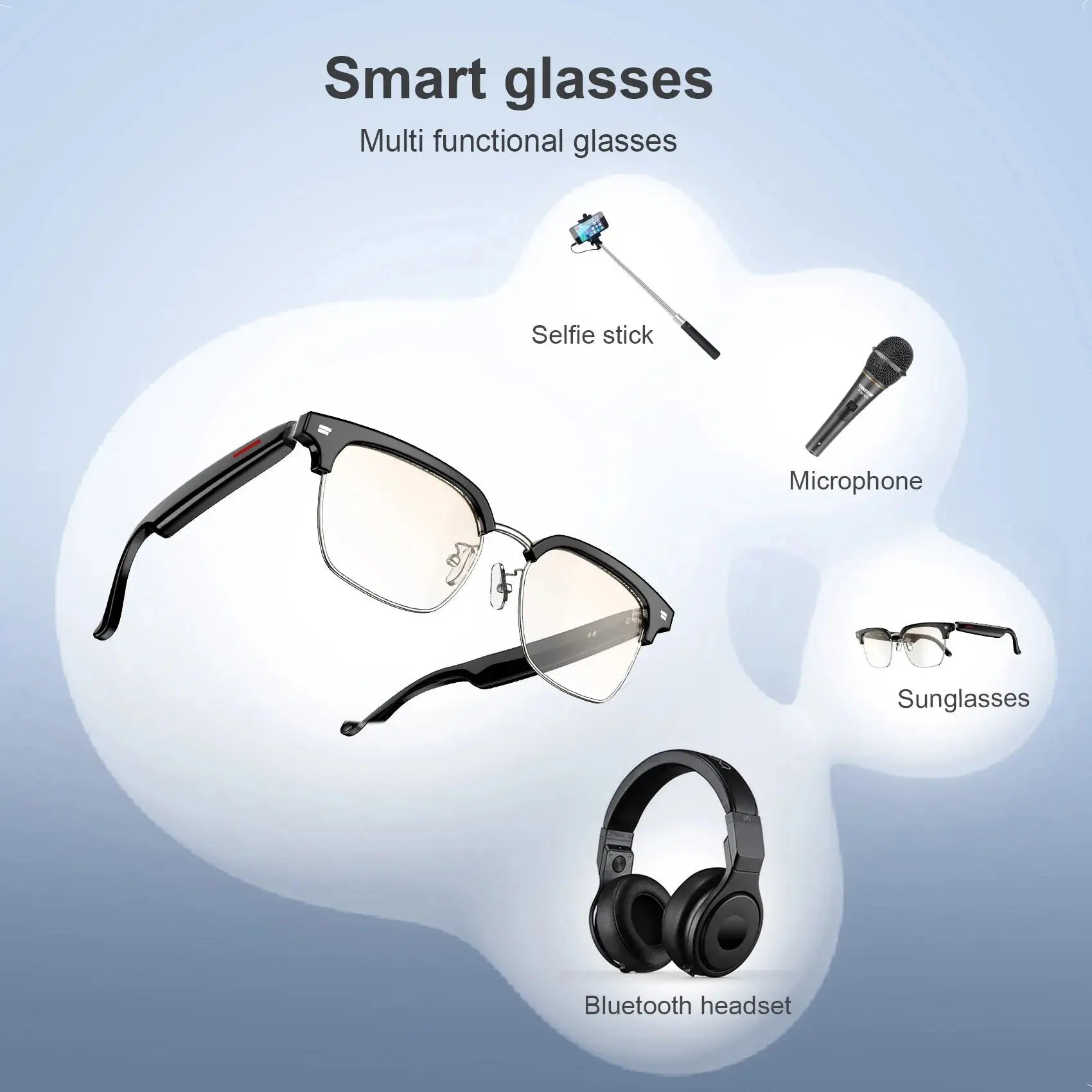 Blackview E1306 Smart Glasses for Men Women Bluetooth Call Outdoor Sport Anti-blue Light Glasses with AI Voice Mic & Speaker AliExpress