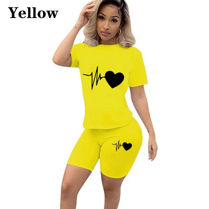 2023 New Trending Ladies Fashion Jogging Suit Casual Sportswear High Quality Summer Tees and Shorts 2 Pcs Set S-3XL