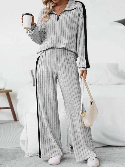 2piece Woman Outfit 3xl 4xl 5xl Female Clothing Spring Ribbed Knit Top and Trouser Plus Size Elegant Sets Wholesale Dropshipping Chic Le'Meek