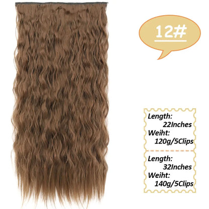 NICESY Synthetic Long Wavy 5 Clips Hair Extensions 22Inch/32Inch Clip On Hair Extensions High Tempreture Fake For Women Chic Le'Meek
