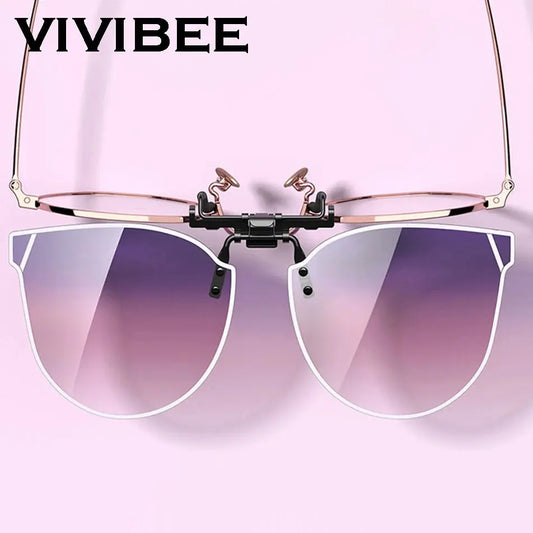 VIVIBEE Gradient Women's Cat Eye Flip Up Clip On Sunglasses Women Driving Polarized Oversized Sun Glasses Purple Eyeglasses Temu