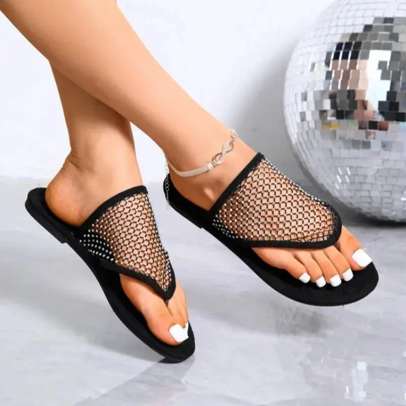 Women Slippers 2024 Summer New Flat Bottom Sandals Flip Flops Hollow Sexy Flats Bottom Slippers Slides Women Zapatos De Mujer Temu
