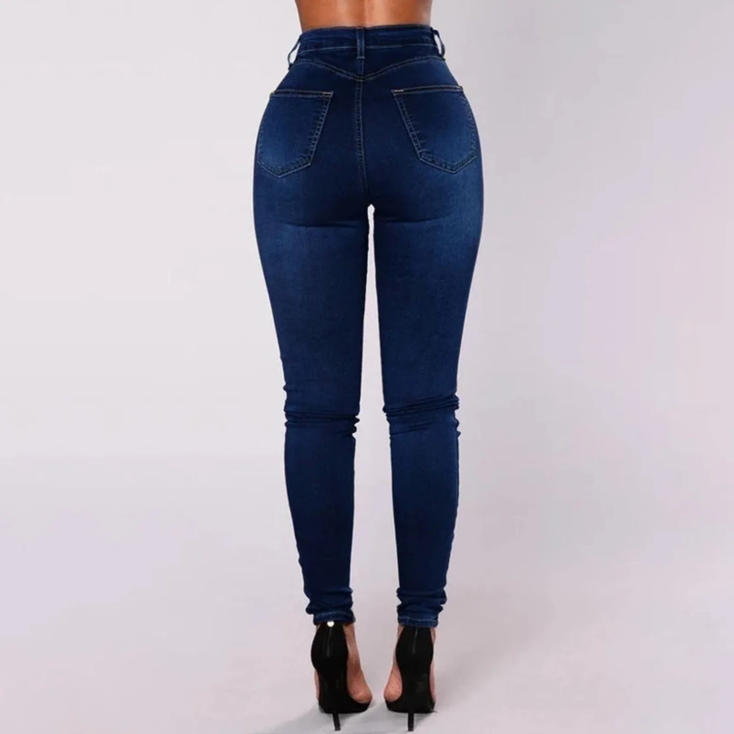 High Waist Jeans Trousers Breasted Multi Button Women Cargo Pants High Waist Jeans Elastic Double Breasted High Waist Streetwear