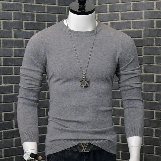 Spring and Autumn Stylish Luxury Oversized Fashion Loose Solid Japanese Streetwear Clothing Blouse Men's Long Sleeve T-shirt Chic Le'Meek