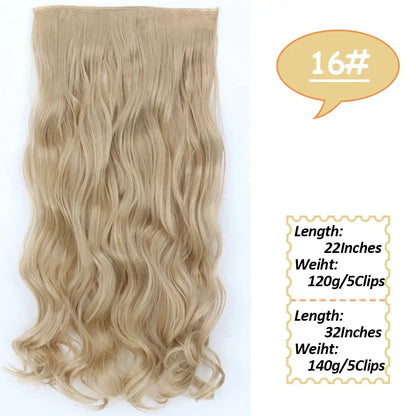 NICESY Synthetic Long Wavy 5 Clips Hair Extensions 22Inch/32Inch Clip On Hair Extensions High Tempreture Fake For Women Chic Le'Meek