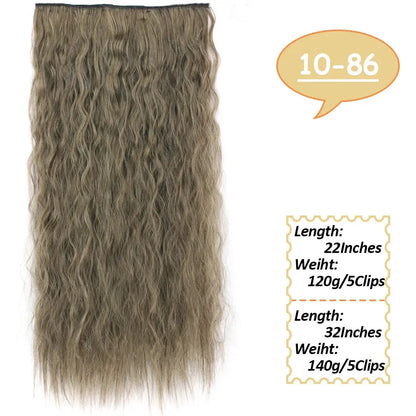 NICESY Synthetic Long Wavy 5 Clips Hair Extensions 22Inch/32Inch Clip On Hair Extensions High Tempreture Fake For Women Chic Le'Meek