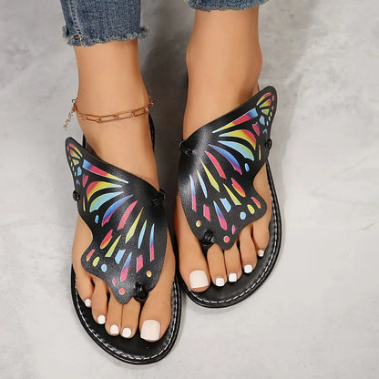 Women'S Heels Sandals Ladies Summer Casual Colourful Butterfly Soft Leather Beach Outer Wear Large Size Beach Sandals For Women AliExpress