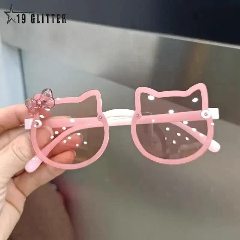 Summer Children Cute Kitty Sunglasses Acrylic Bow Outdoor UV Protection Sun Glasses Baby Girls Classic Kids Boy