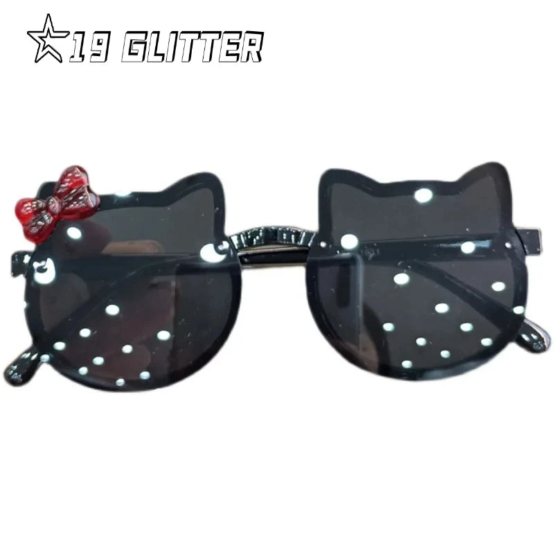 Summer Children Cute Kitty Sunglasses Acrylic Bow Outdoor UV Protection Sun Glasses Baby Girls Classic Kids Boy