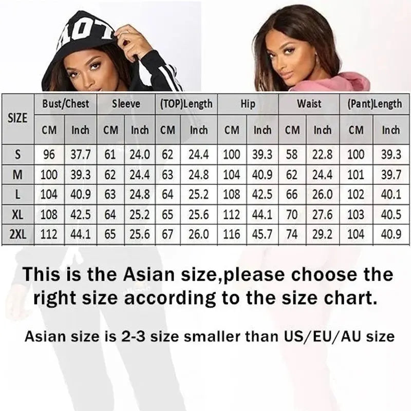 Fashion Heart Print Women Track Suits Sports Wear Jogging Suits Hooded Tracksuit Set Clothes Hoodies+Sweatpants Sweat Suits Chic Le'Meek