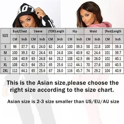 Fashion Heart Print Women Track Suits Sports Wear Jogging Suits Hooded Tracksuit Set Clothes Hoodies+Sweatpants Sweat Suits Chic Le'Meek