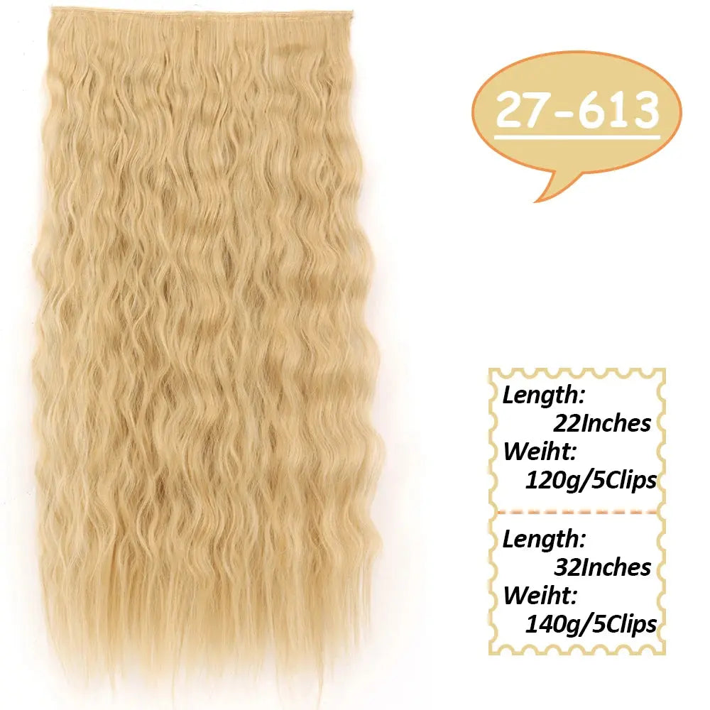 NICESY Synthetic Long Wavy 5 Clips Hair Extensions 22Inch/32Inch Clip On Hair Extensions High Tempreture Fake For Women Chic Le'Meek