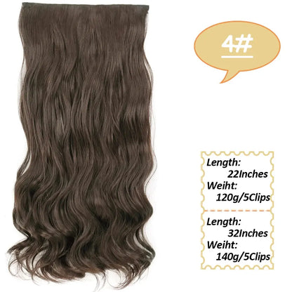 NICESY Synthetic Long Wavy 5 Clips Hair Extensions 22Inch/32Inch Clip On Hair Extensions High Tempreture Fake For Women Chic Le'Meek