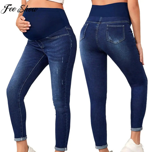 Pregnant Women High Waist Support Belly Jeans Maternity Hip Lifting Elastic Denim Pants AliExpress