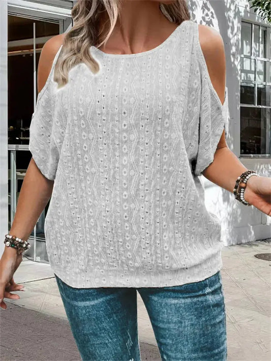 plus sizeLarge Hole Jacquard strapless t-shirt AliExpress