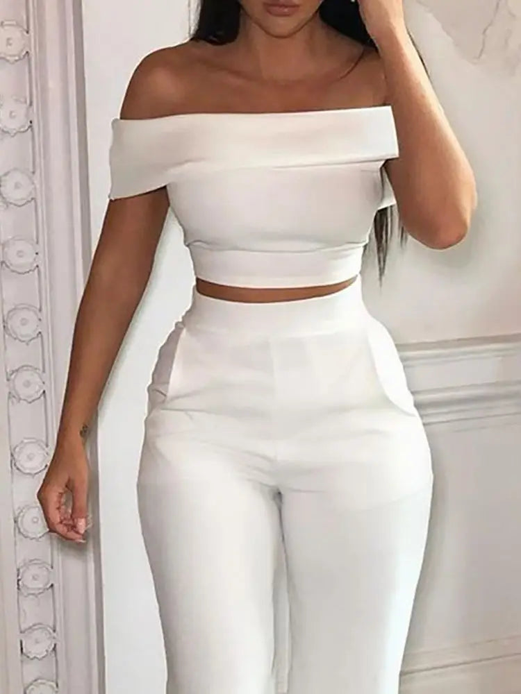 2023 Spring Fashion Two Piece Set Women Casual Solid Slim Short High Waist Long Pants Office Lady Suits Summer Clothes for Women