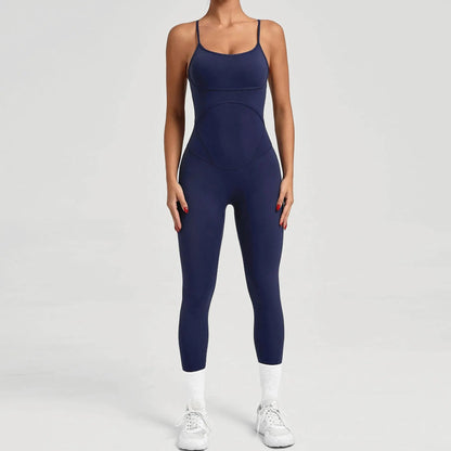 Pad Sports Fitness Jumpsuit Cross Open Back Adjustable Strap Hip Lift Tight Slim Fitness Yoga Set Gym Running Sports Wear XP96 Chic Le'Meek