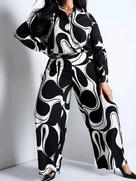 2 Piece Sets Women's Outfits Elegant Curvy Long Sleeve Blouse Temu