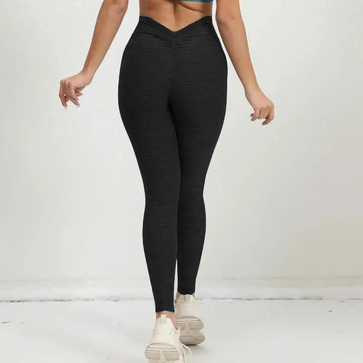 2025 1/2PCS V Back Lycra Pad Pocket Halter Sport Bra Yoga Set Squat Proof Scrunch Legging Workout Pant Gym Fitness Active Suits Chic Le'Meek