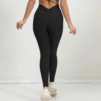 2025 1/2PCS V Back Lycra Pad Pocket Halter Sport Bra Yoga Set Squat Proof Scrunch Legging Workout Pant Gym Fitness Active Suits Chic Le'Meek
