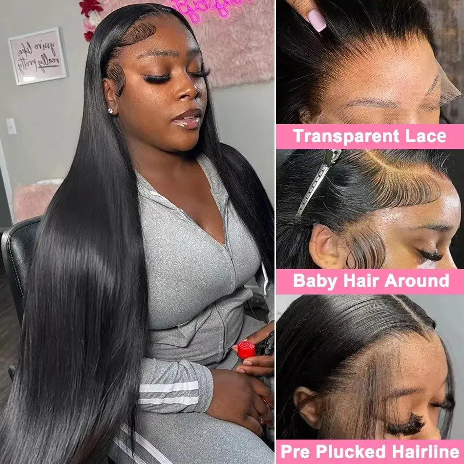 200% Hd Transparent Bone Straight 13x4 Lace Frontal Wigs Pre Plucked Brazilian Remy Hair 5x5 Glueless Wigs Human Hair For Women Temu