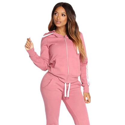 2023 Spring Autumn Women Sweatshirt Set Solid Color Casual Zipper Hoodies Daily Gym Jogging 2 Pieces Set  New Woman Pant Sets