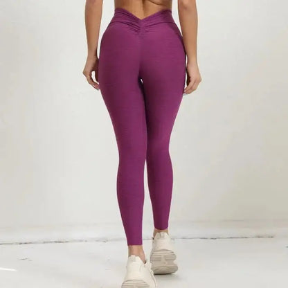 2025 1/2PCS V Back Lycra Pad Pocket Halter Sport Bra Yoga Set Squat Proof Scrunch Legging Workout Pant Gym Fitness Active Suits Chic Le'Meek