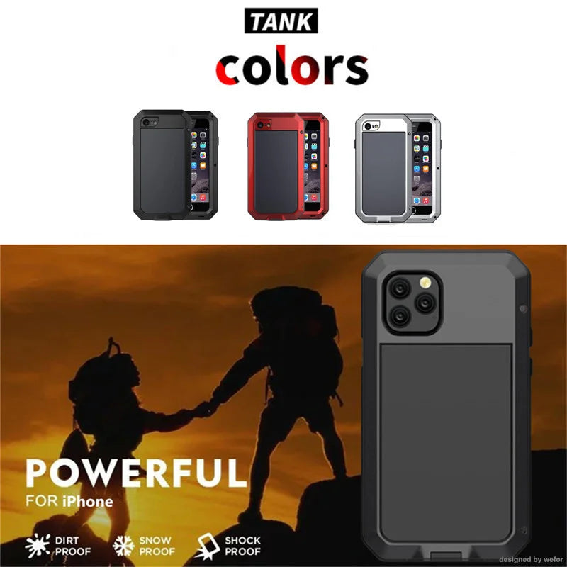 Shockproof armor Metal Aluminum phone Case for iPhone 15 14 13 12 11 Pro XS MAX XR X 7 8 6 6S Plus Full Protective Bumper Cover