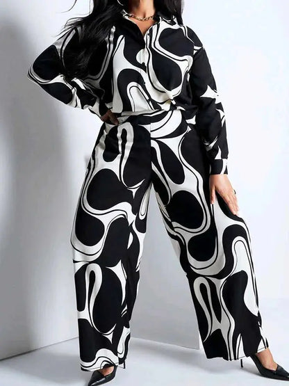 2 Piece Sets Women's Outfits Elegant Curvy Long Sleeve Blouse Temu