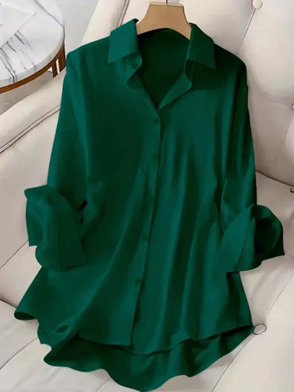 Plus Size Shirts 2025 Summer New Women's Casual Loose Fashion Top Elegant Korean Style Solid Sweet Blouses Single-breasted Lapel Chic Le'Meek