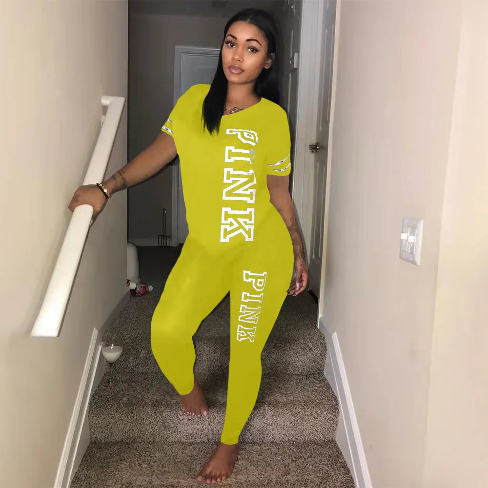 2024 New Casual 2Piece Sets Womens OutfitsSexy Sweatsuit Set Letter Print 3XL Tops And Skinny Pants Sweat Suits 2 PCS Tracksuits