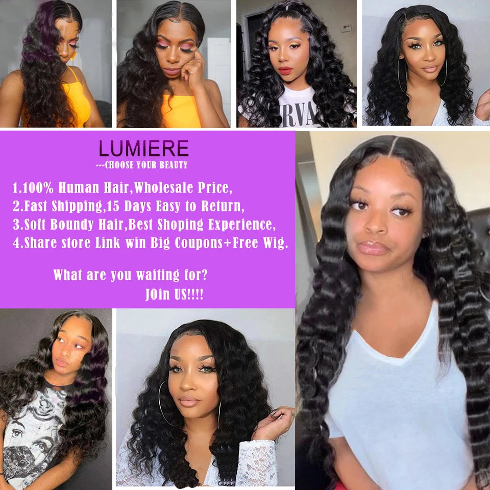 38 40 Inch Loose Deep Wave Human Hair Bundles With 4X4 5x5 6x6 HD Lace Closure Brazilian Hair Weave Bundles With Closure Frontal