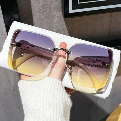 2024 New Fashion Cool Sunglasses Women Luxury Brand Letters Anti Strong Light Vintage Rimless Sun Glasses Ladies Gafas UV400 Temu