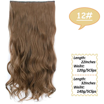 NICESY Synthetic Long Wavy 5 Clips Hair Extensions 22Inch/32Inch Clip On Hair Extensions High Tempreture Fake For Women Chic Le'Meek