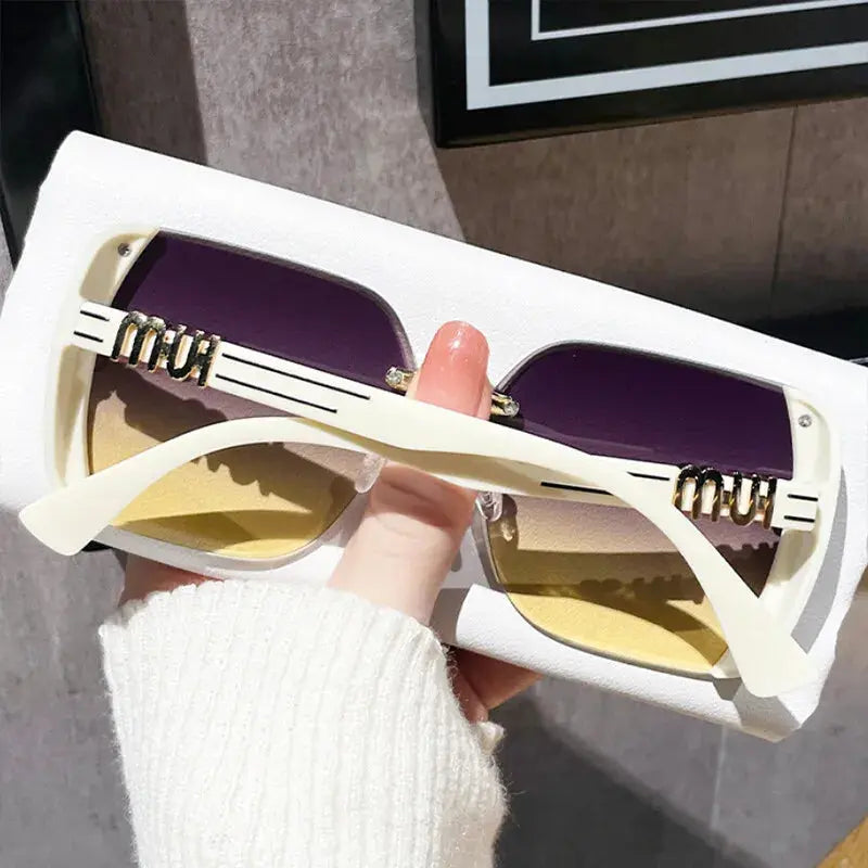 2024 New Fashion Cool Sunglasses Women Luxury Brand Letters Anti Strong Light Vintage Rimless Sun Glasses Ladies Gafas UV400 Temu
