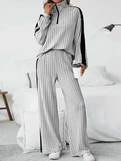 2piece Woman Outfit 3xl 4xl 5xl Female Clothing Spring Ribbed Knit Top and Trouser Plus Size Elegant Sets Wholesale Dropshipping Chic Le'Meek