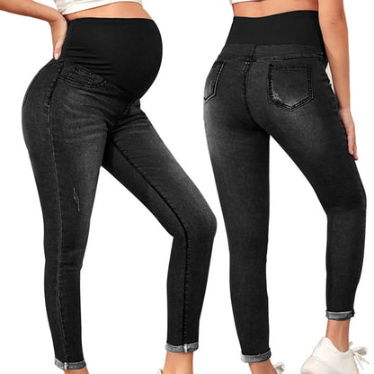Pregnant Women High Waist Support Belly Jeans Maternity Hip Lifting Elastic Denim Pants AliExpress
