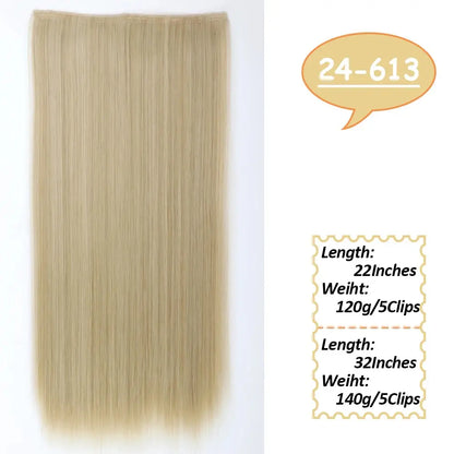 NICESY Synthetic Long Wavy 5 Clips Hair Extensions 22Inch/32Inch Clip On Hair Extensions High Tempreture Fake For Women Chic Le'Meek